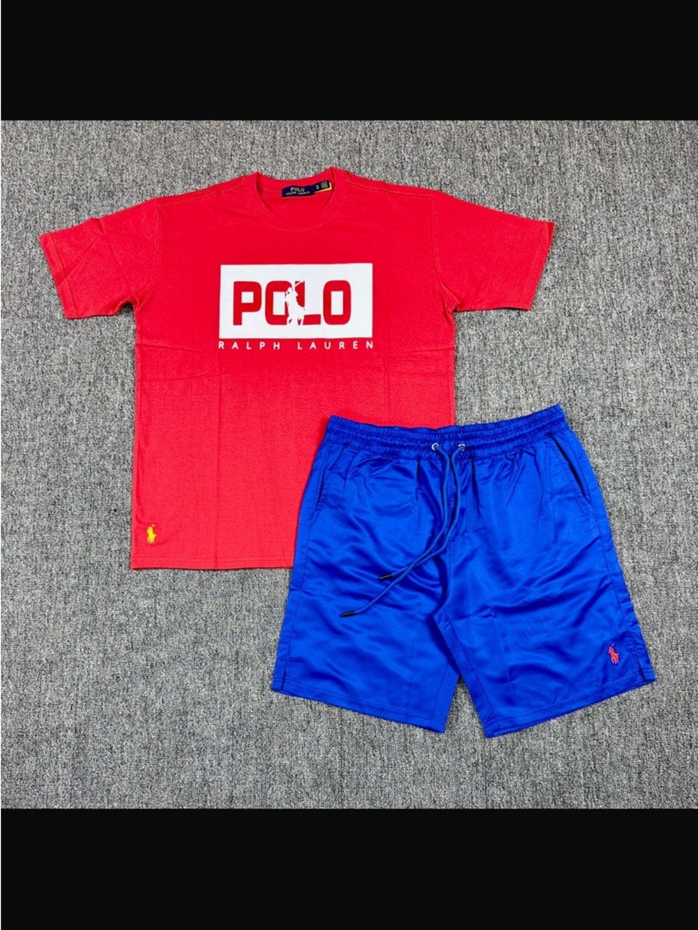 Polo by Ralph Lauren Red T-Shirt & Blue Athletic Shorts Set